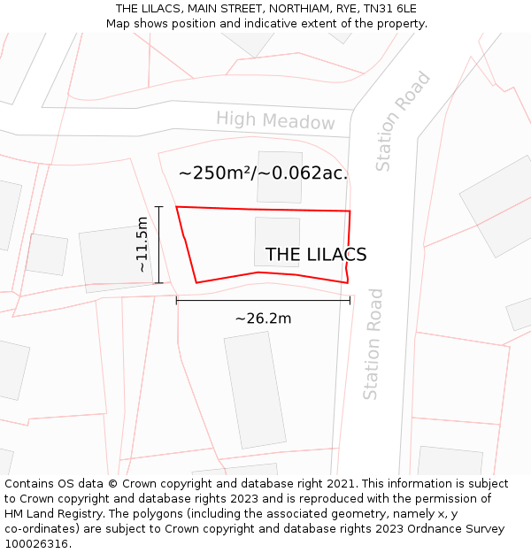 THE LILACS, MAIN STREET, NORTHIAM, RYE, TN31 6LE: Plot and title map