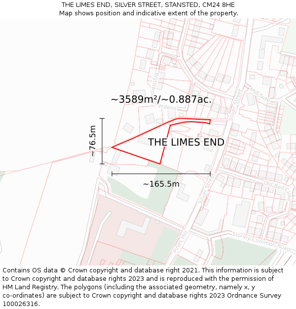 THE LIMES END, SILVER STREET, STANSTED, CM24 8HE: Plot and title map