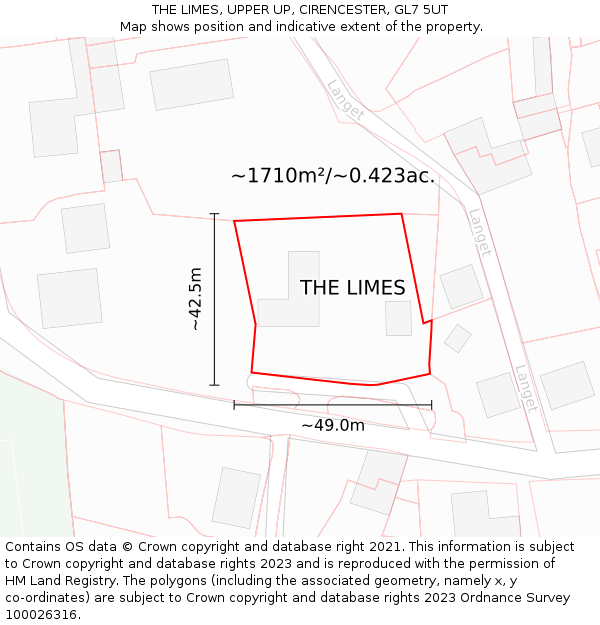 THE LIMES, UPPER UP, CIRENCESTER, GL7 5UT: Plot and title map
