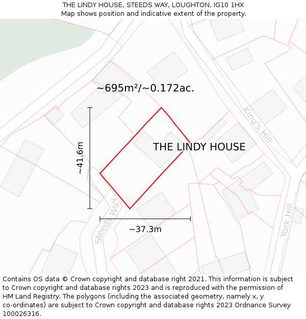 THE LINDY HOUSE, STEEDS WAY, LOUGHTON, IG10 1HX: Plot and title map