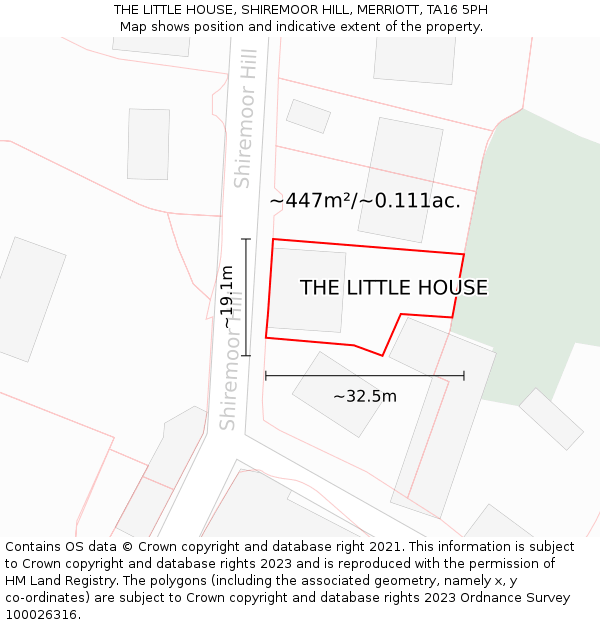THE LITTLE HOUSE, SHIREMOOR HILL, MERRIOTT, TA16 5PH: Plot and title map