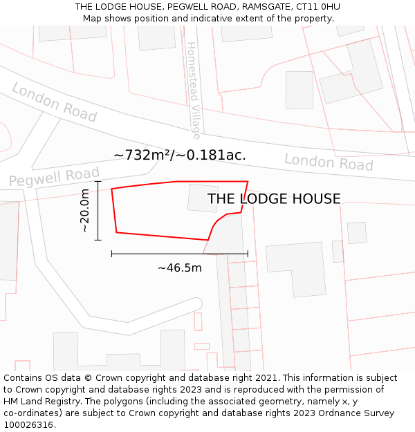 THE LODGE HOUSE, PEGWELL ROAD, RAMSGATE, CT11 0HU: Plot and title map