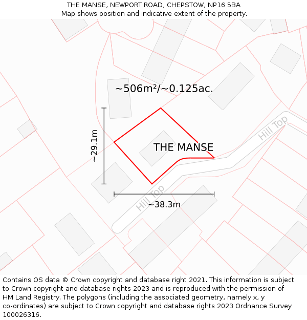 THE MANSE, NEWPORT ROAD, CHEPSTOW, NP16 5BA: Plot and title map