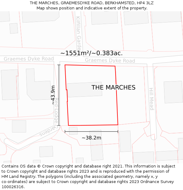 THE MARCHES, GRAEMESDYKE ROAD, BERKHAMSTED, HP4 3LZ: Plot and title map