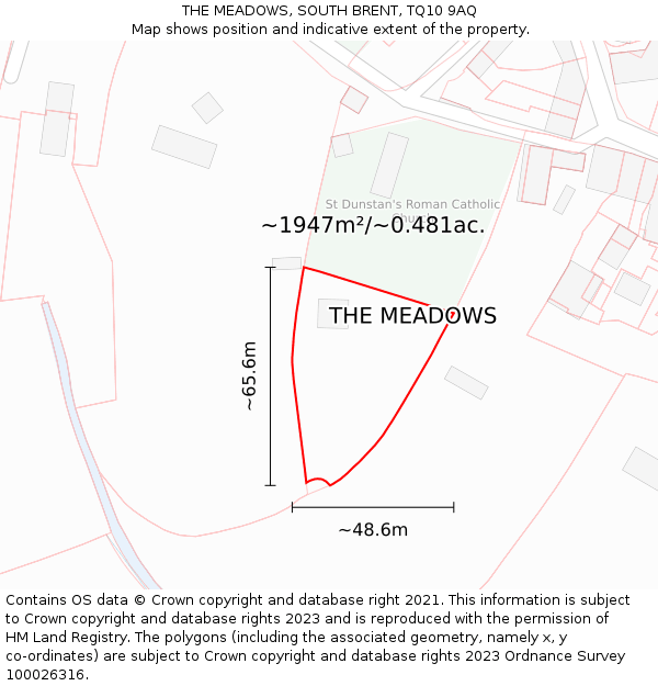 THE MEADOWS, SOUTH BRENT, TQ10 9AQ: Plot and title map