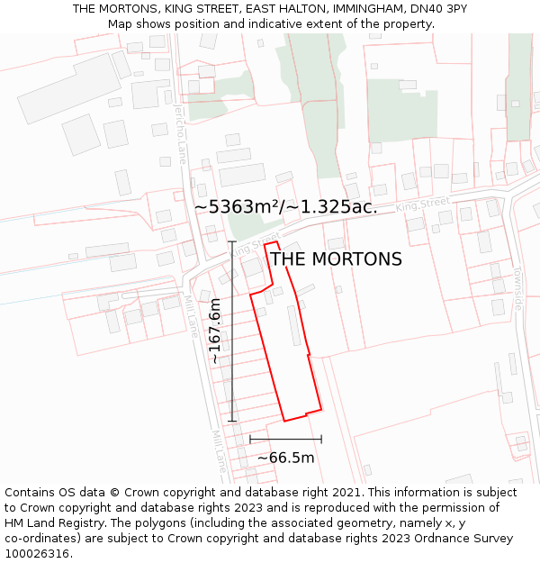 THE MORTONS, KING STREET, EAST HALTON, IMMINGHAM, DN40 3PY: Plot and title map
