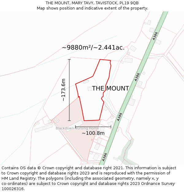 THE MOUNT, MARY TAVY, TAVISTOCK, PL19 9QB: Plot and title map