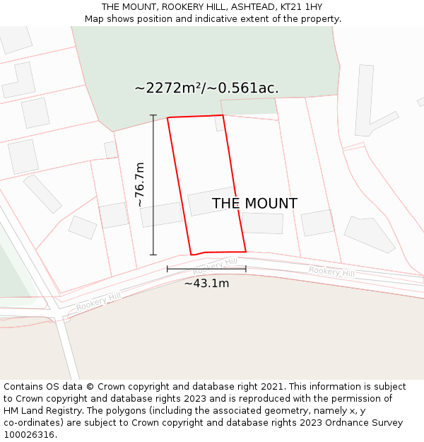 THE MOUNT, ROOKERY HILL, ASHTEAD, KT21 1HY: Plot and title map