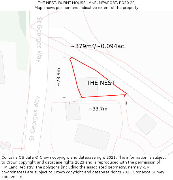 THE NEST, BURNT HOUSE LANE, NEWPORT, PO30 2PJ: Plot and title map