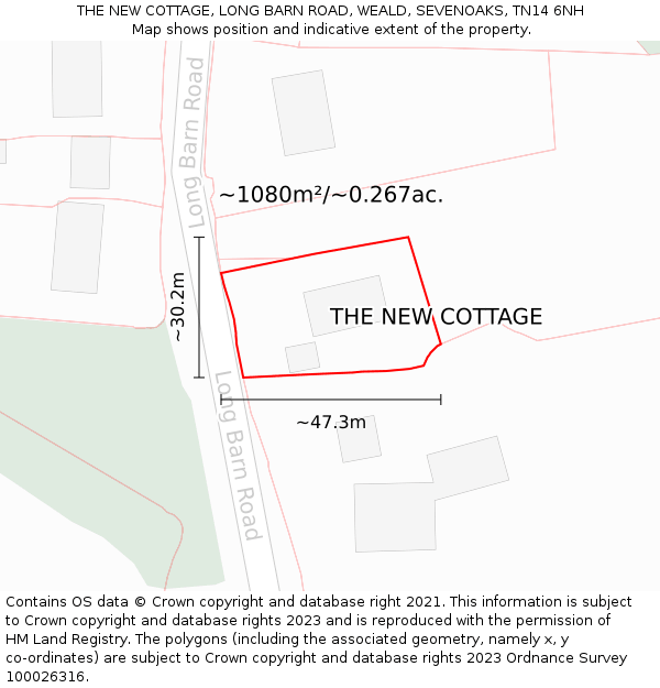 THE NEW COTTAGE, LONG BARN ROAD, WEALD, SEVENOAKS, TN14 6NH: Plot and title map
