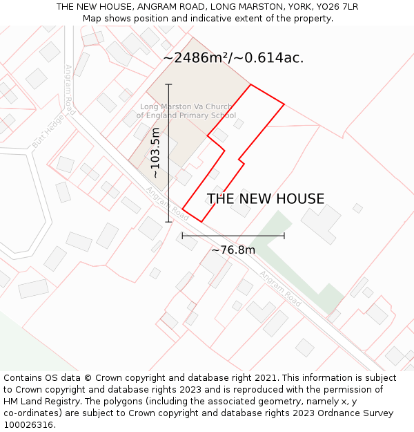THE NEW HOUSE, ANGRAM ROAD, LONG MARSTON, YORK, YO26 7LR: Plot and title map