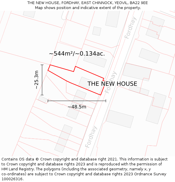 THE NEW HOUSE, FORDHAY, EAST CHINNOCK, YEOVIL, BA22 9EE: Plot and title map