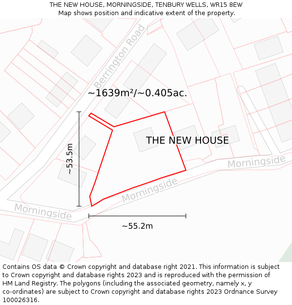 THE NEW HOUSE, MORNINGSIDE, TENBURY WELLS, WR15 8EW: Plot and title map