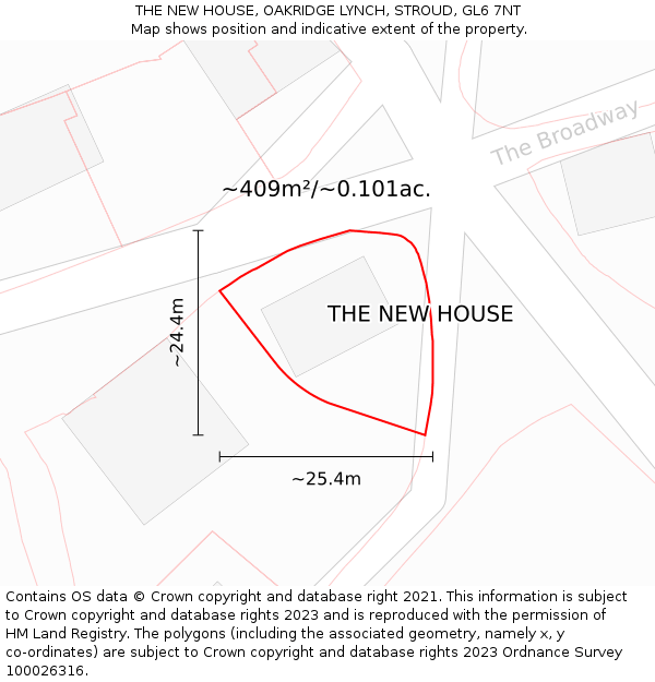 THE NEW HOUSE, OAKRIDGE LYNCH, STROUD, GL6 7NT: Plot and title map