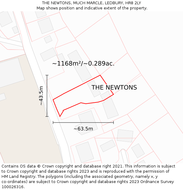 THE NEWTONS, MUCH MARCLE, LEDBURY, HR8 2LY: Plot and title map