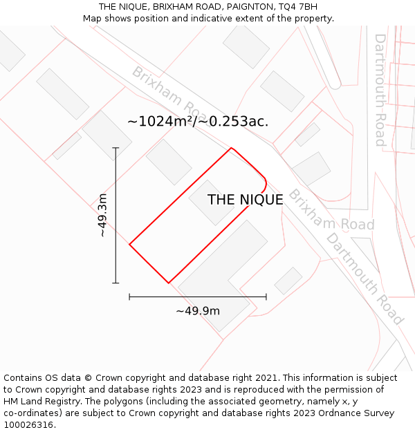 THE NIQUE, BRIXHAM ROAD, PAIGNTON, TQ4 7BH: Plot and title map