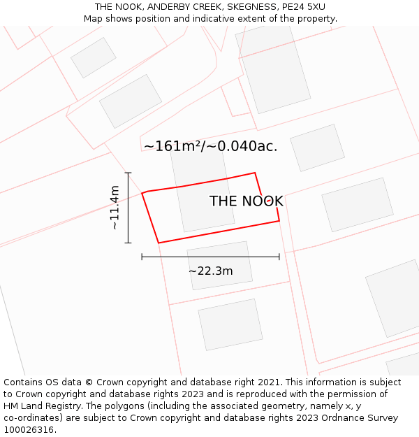 THE NOOK, ANDERBY CREEK, SKEGNESS, PE24 5XU: Plot and title map