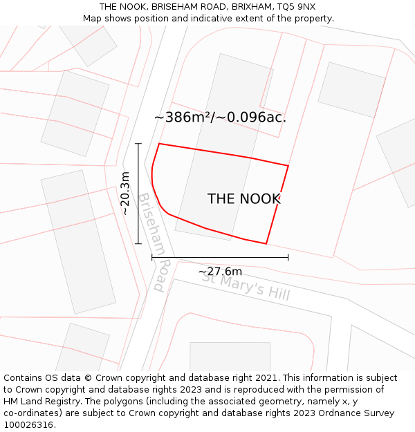 THE NOOK, BRISEHAM ROAD, BRIXHAM, TQ5 9NX: Plot and title map