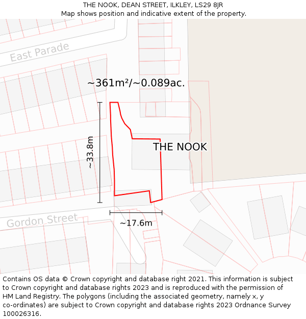 THE NOOK, DEAN STREET, ILKLEY, LS29 8JR: Plot and title map