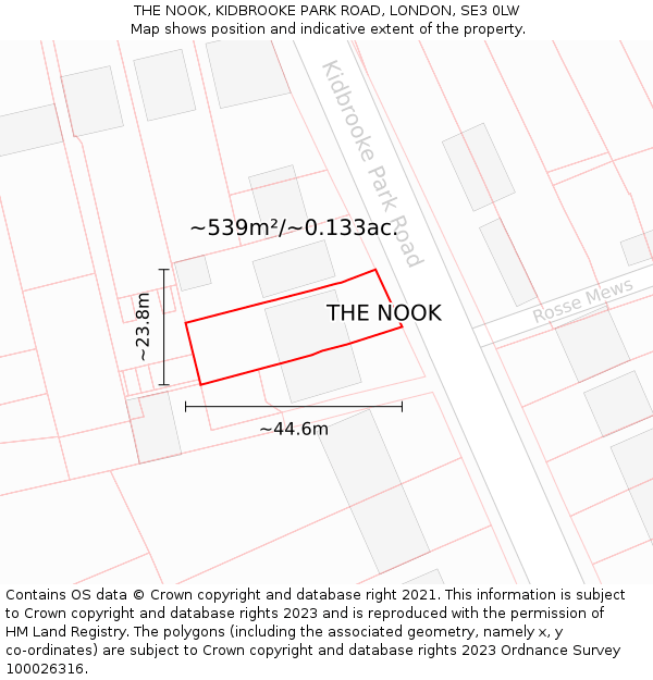 THE NOOK, KIDBROOKE PARK ROAD, LONDON, SE3 0LW: Plot and title map