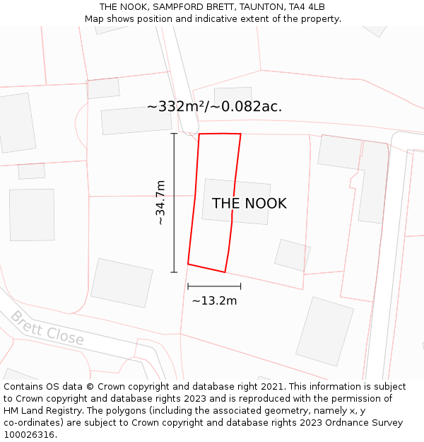 THE NOOK, SAMPFORD BRETT, TAUNTON, TA4 4LB: Plot and title map