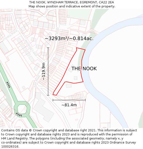 THE NOOK, WYNDHAM TERRACE, EGREMONT, CA22 2EA: Plot and title map