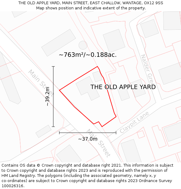 THE OLD APPLE YARD, MAIN STREET, EAST CHALLOW, WANTAGE, OX12 9SS: Plot and title map