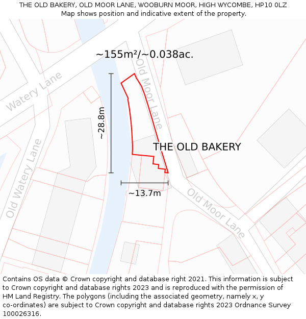 THE OLD BAKERY, OLD MOOR LANE, WOOBURN MOOR, HIGH WYCOMBE, HP10 0LZ: Plot and title map