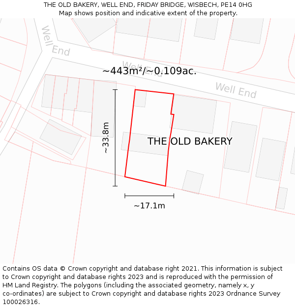 THE OLD BAKERY, WELL END, FRIDAY BRIDGE, WISBECH, PE14 0HG: Plot and title map