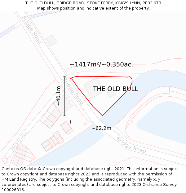 THE OLD BULL, BRIDGE ROAD, STOKE FERRY, KING'S LYNN, PE33 9TB: Plot and title map