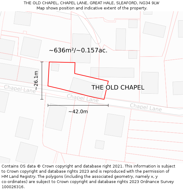 THE OLD CHAPEL, CHAPEL LANE, GREAT HALE, SLEAFORD, NG34 9LW: Plot and title map