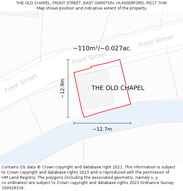 THE OLD CHAPEL, FRONT STREET, EAST GARSTON, HUNGERFORD, RG17 7HW: Plot and title map