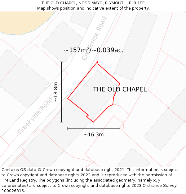 THE OLD CHAPEL, NOSS MAYO, PLYMOUTH, PL8 1EE: Plot and title map