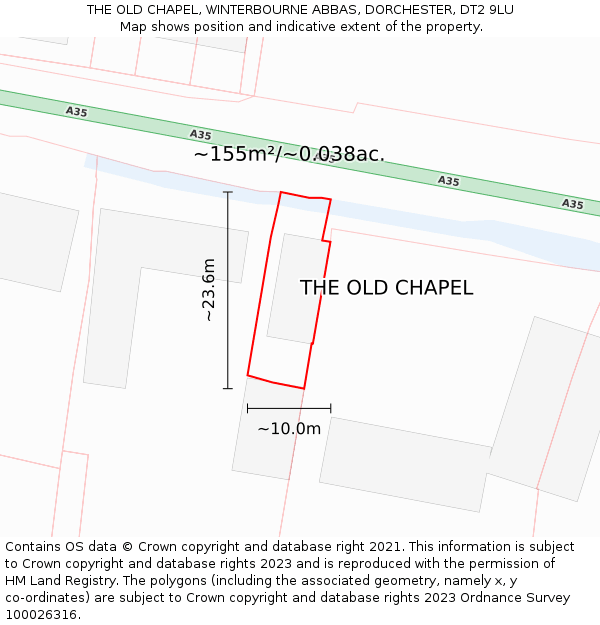 THE OLD CHAPEL, WINTERBOURNE ABBAS, DORCHESTER, DT2 9LU: Plot and title map