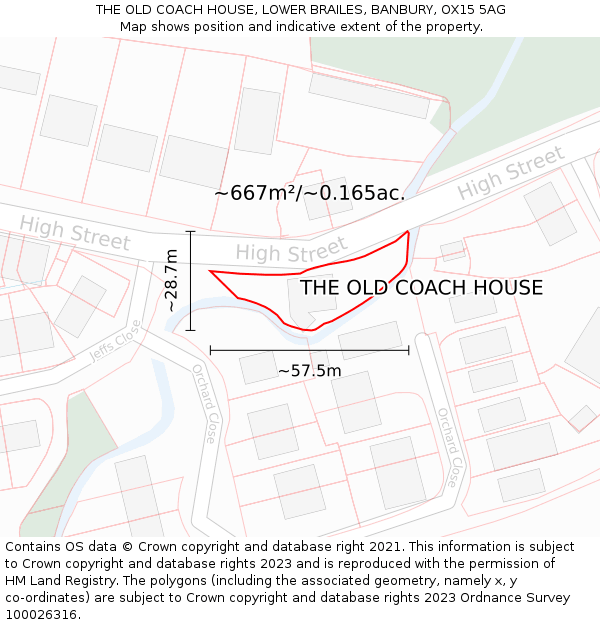 THE OLD COACH HOUSE, LOWER BRAILES, BANBURY, OX15 5AG: Plot and title map