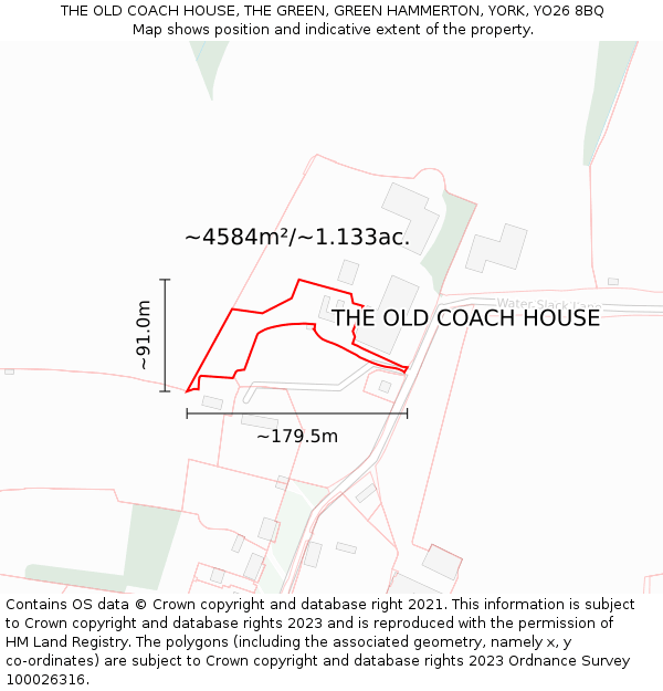 THE OLD COACH HOUSE, THE GREEN, GREEN HAMMERTON, YORK, YO26 8BQ: Plot and title map