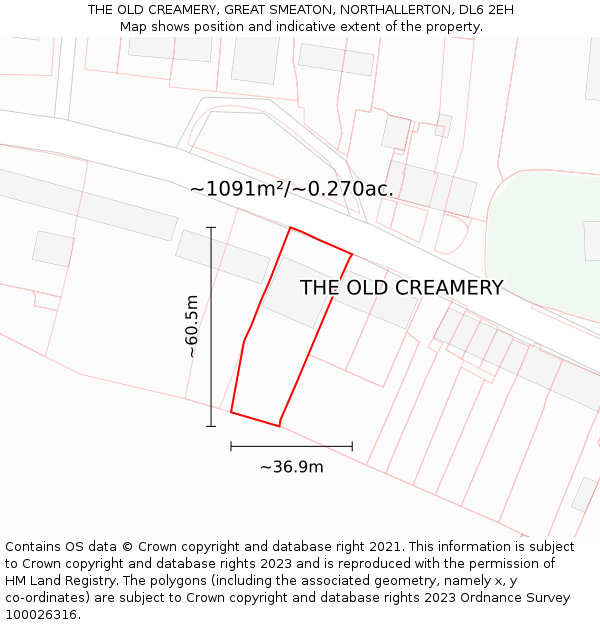 THE OLD CREAMERY, GREAT SMEATON, NORTHALLERTON, DL6 2EH: Plot and title map