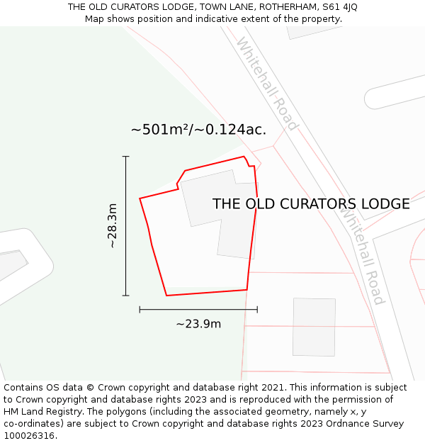 THE OLD CURATORS LODGE, TOWN LANE, ROTHERHAM, S61 4JQ: Plot and title map