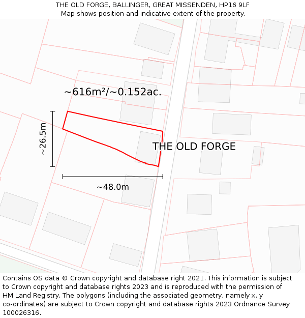 THE OLD FORGE, BALLINGER, GREAT MISSENDEN, HP16 9LF: Plot and title map