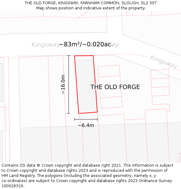 THE OLD FORGE, KINGSWAY, FARNHAM COMMON, SLOUGH, SL2 3ST: Plot and title map