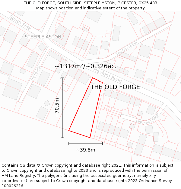 THE OLD FORGE, SOUTH SIDE, STEEPLE ASTON, BICESTER, OX25 4RR: Plot and title map