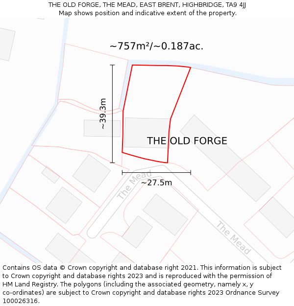 THE OLD FORGE, THE MEAD, EAST BRENT, HIGHBRIDGE, TA9 4JJ: Plot and title map