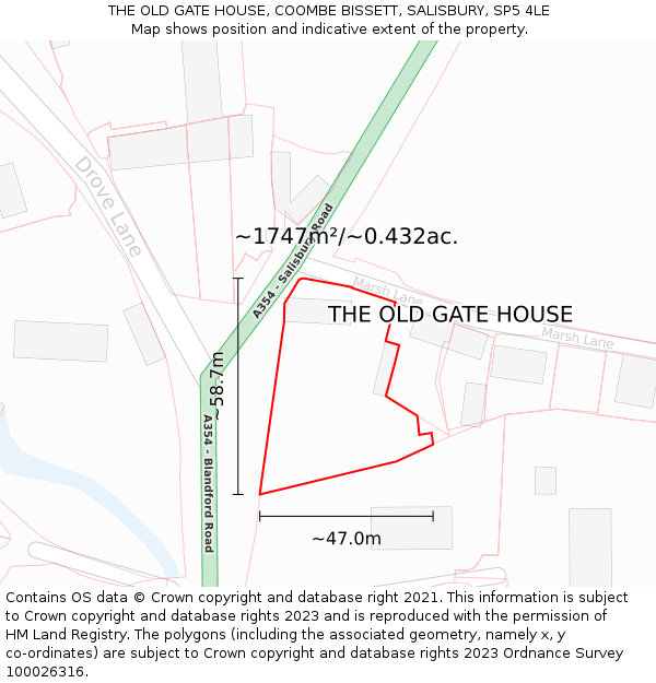 THE OLD GATE HOUSE, COOMBE BISSETT, SALISBURY, SP5 4LE: Plot and title map