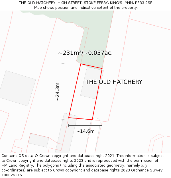 THE OLD HATCHERY, HIGH STREET, STOKE FERRY, KING'S LYNN, PE33 9SF: Plot and title map