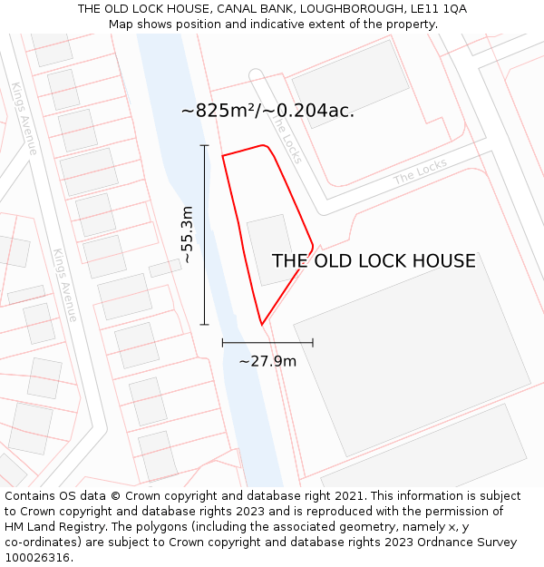 THE OLD LOCK HOUSE, CANAL BANK, LOUGHBOROUGH, LE11 1QA: Plot and title map