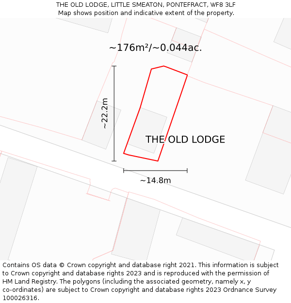 THE OLD LODGE, LITTLE SMEATON, PONTEFRACT, WF8 3LF: Plot and title map