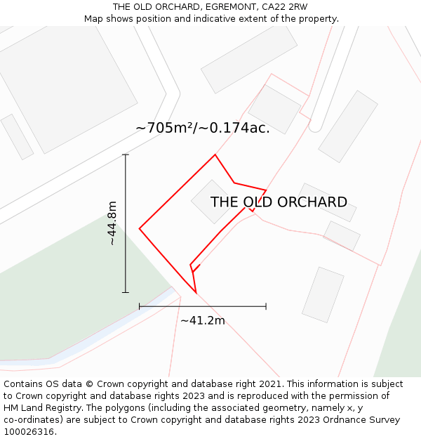 THE OLD ORCHARD, EGREMONT, CA22 2RW: Plot and title map