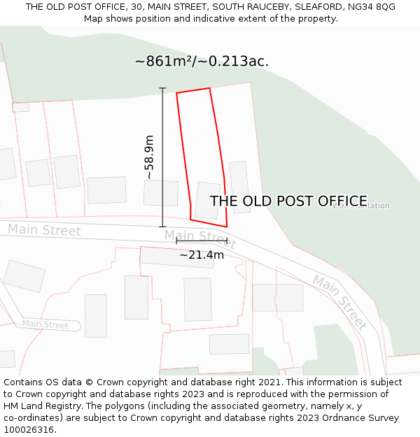 THE OLD POST OFFICE, 30, MAIN STREET, SOUTH RAUCEBY, SLEAFORD, NG34 8QG: Plot and title map