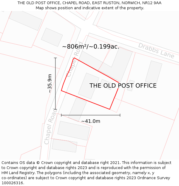 THE OLD POST OFFICE, CHAPEL ROAD, EAST RUSTON, NORWICH, NR12 9AA: Plot and title map