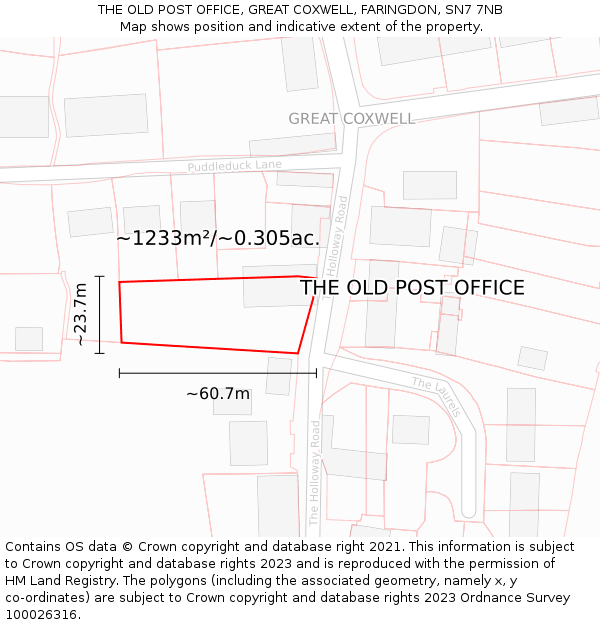 THE OLD POST OFFICE, GREAT COXWELL, FARINGDON, SN7 7NB: Plot and title map